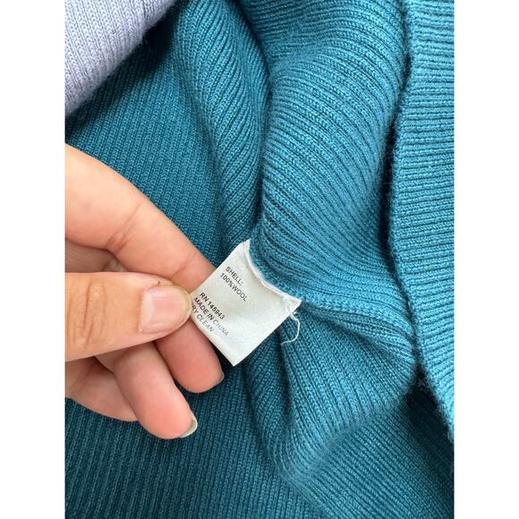 Busayo Dress Women Medium Purple‎ Blue Ribbed Sweater Knit Midi Button Wool - Picture 7 of 13